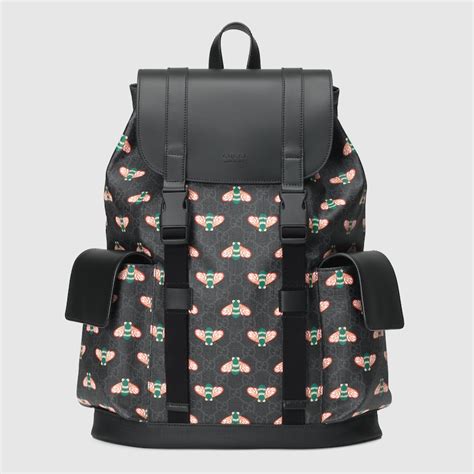 Gucci Sac à dos bestiaire avec abeilles GG Supreme Noir .